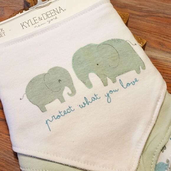 Kyle & Deena Bib Set 5 Pack Elephant Detail - Picture 1 of 6